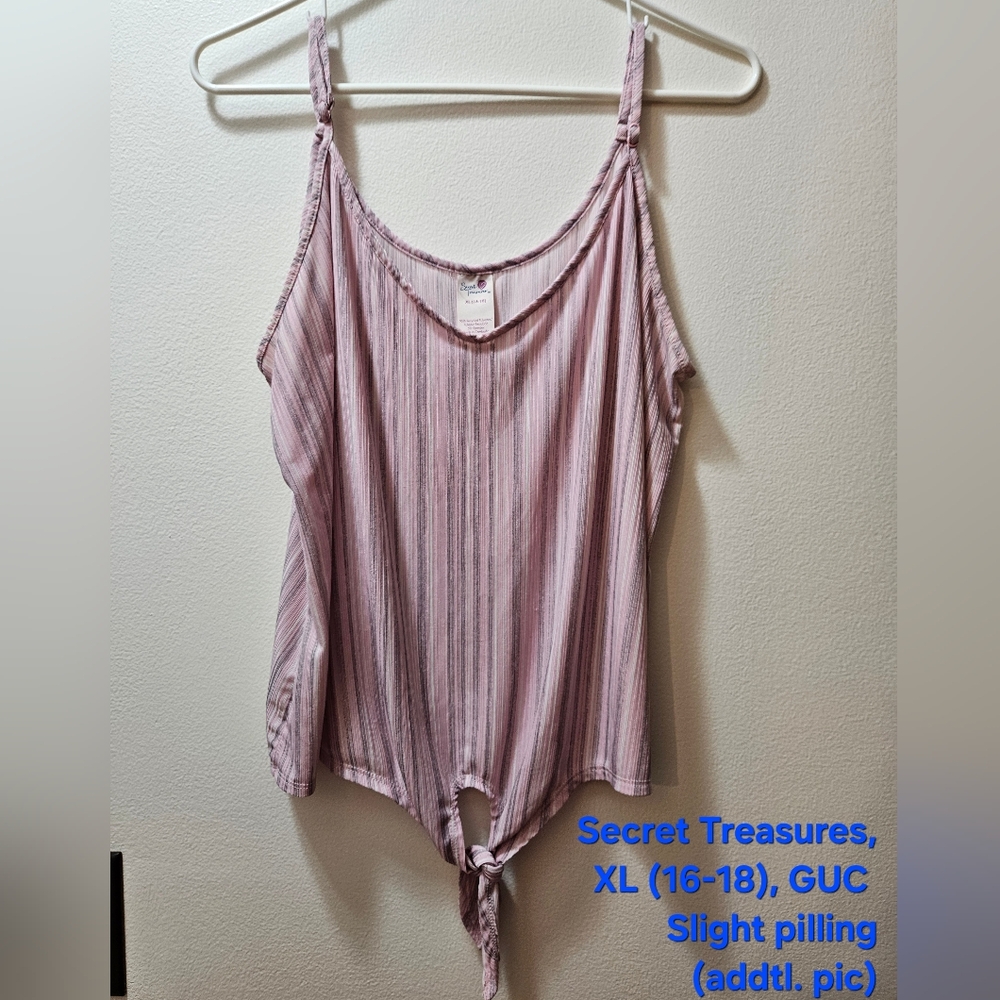 Secret Treasures Pink, White, & Gray Striped Camisole